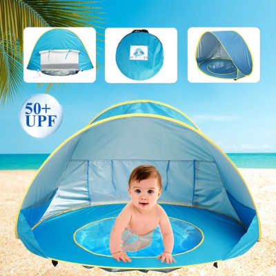 Детская пляжная палатка с бассейном складная автоматическая, игровой навес для детей Голубой