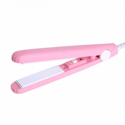 Мини плойка утюжок для выпрямления волос ProGemei GM-2990 Pink, дорожный утюжок с керамическим покрытием