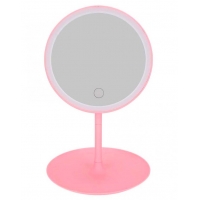Зеркало для макияжа настольное круглое с LED подсветкой NBZ на аккумуляторе Pink